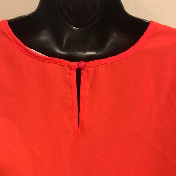 Pink Rose Red Scoop Neck Short Sleeve Blouse - Picture 6 of 7
